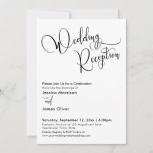 Invitation Calligraphie Élégante Réception de Mariage Simple