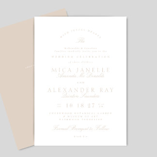 Invitation Calligraphie élégante rose pâle Mariage officiel