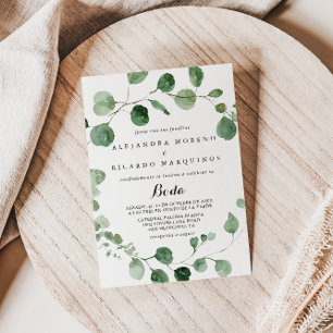 Invitation Calligraphie Eucalyptus Mariage espagnol