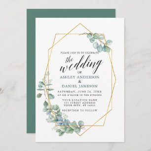 Invitation Calligraphie Eucalyptus Verdure Mariage de cadre O