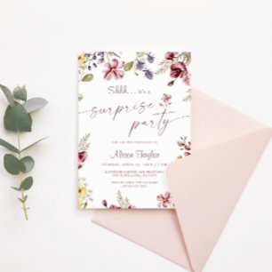 Invitation Calligraphie fleur sauvage Anniversaire Surprise P
