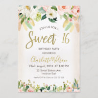 Calligraphie Floral Boho 16e anniversaire Invitati