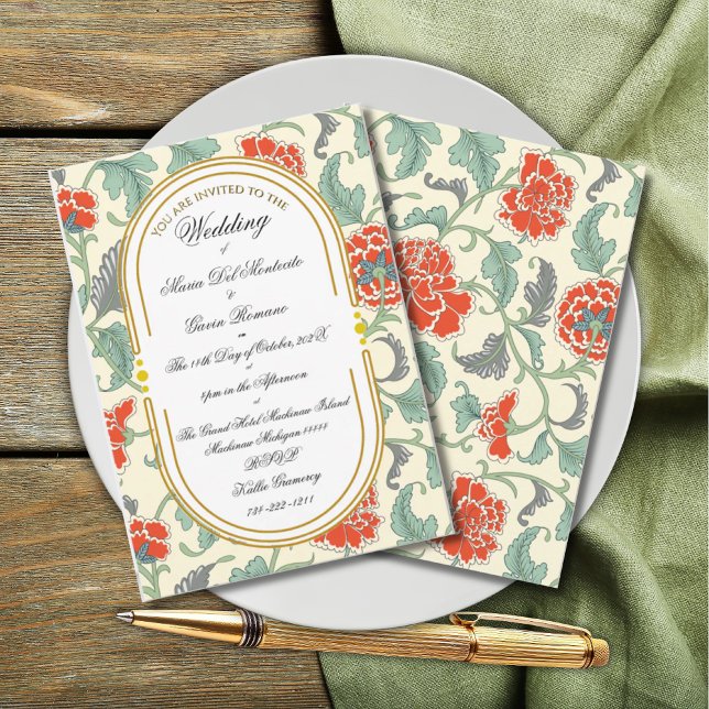 Invitation Calligraphie Florale Art Nouveau (Créateur téléchargé)