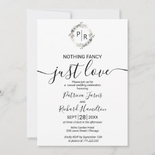 Invitation Calligraphie Florale Monogramme Photo Mariage