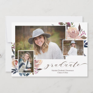 Invitation Calligraphie florale rose