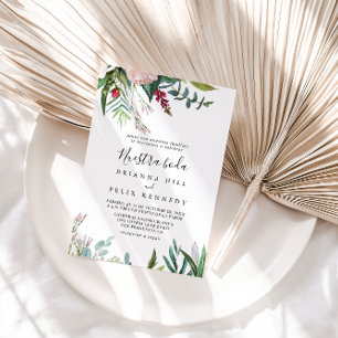 Invitation Calligraphie Flore tropicale Nuestra Boda Mariage
