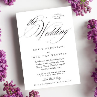 Invitation Calligraphie Formelle Élégante Tuxedo Le Mariage
