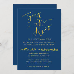 Invitation Calligraphie Gold Tying the Knot Foil Mariage