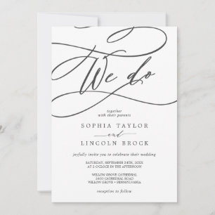 Invitation Calligraphie gris romantique   Flourver nous faiso