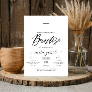 Invitation Calligraphie Invitacion De Bautizo Para Niño Noir