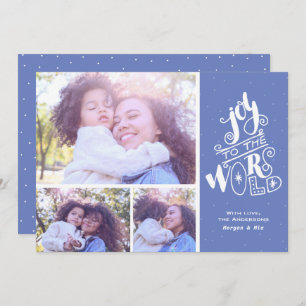 Invitation Calligraphie Joy to the World Photo Christmas Card