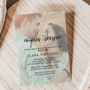 Invitation Calligraphie lunaire   Douche Couples photo défraî