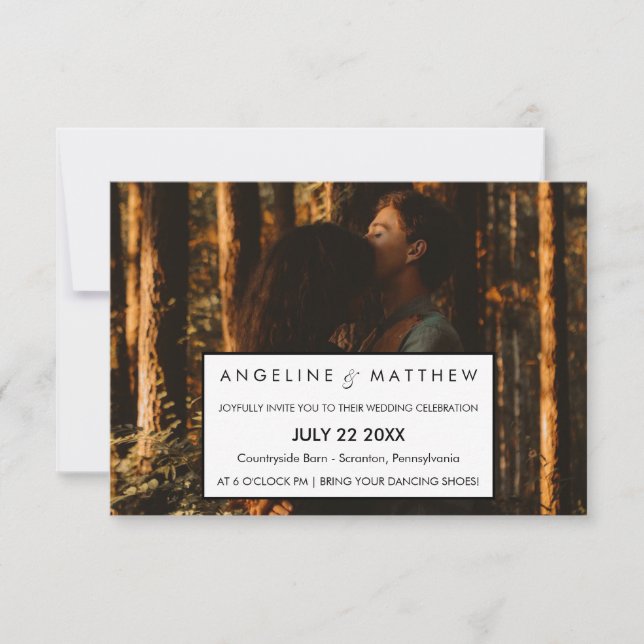 Invitation Calligraphie lunaire | Faded Photo Le Mariage De (Devant)