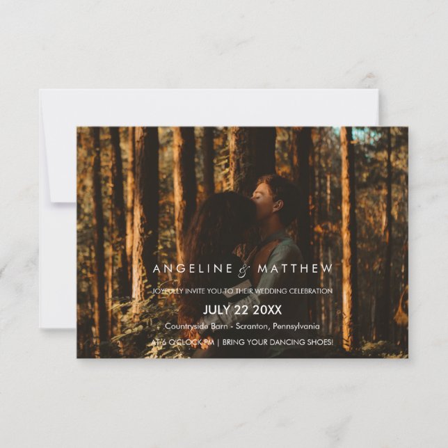 Invitation Calligraphie lunaire | Faded Photo Le Mariage De (Devant)