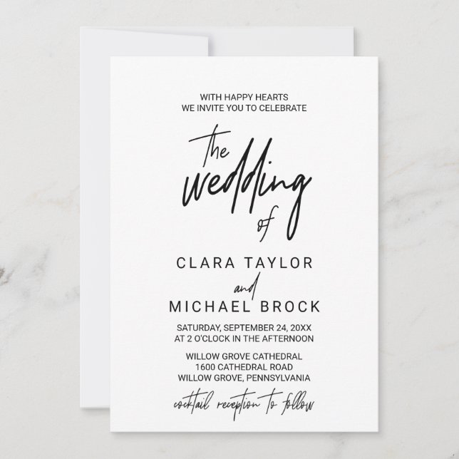 Invitation Calligraphie lunaire | Mariage de réception Cockta (Devant)