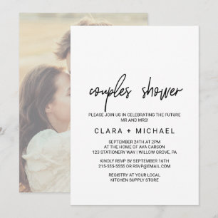 Invitation Calligraphie lunaire   Photo Retour Couples Douche