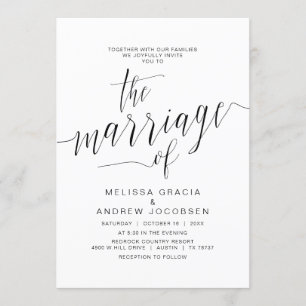 Invitation Calligraphie Mariage, Simple Script Noir, Mariage