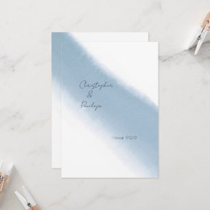 Invitation Calligraphie minimale Couleur d'eau bleue Enregist