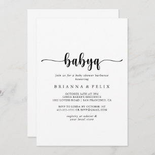 Invitation Calligraphie minimaliste BabyQ Baby shower Barbecu