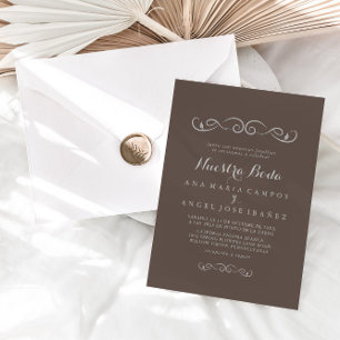 Invitation Calligraphie minimaliste Boho Nuestra Boda Mariage