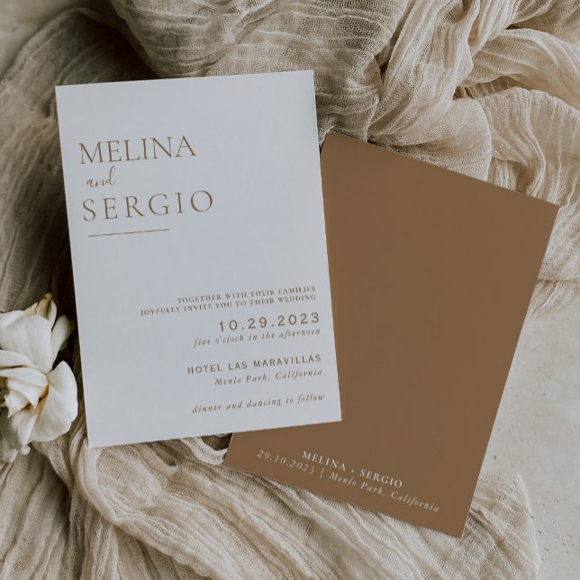 Invitation Calligraphie minimaliste Brown Mariage officiel (Créateur téléchargé)