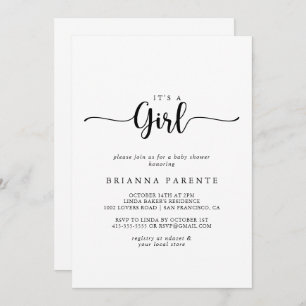 Invitation Calligraphie minimaliste C'est un Baby shower de f