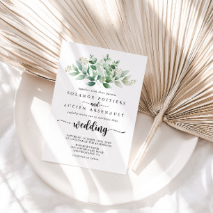 Invitation Calligraphie minimaliste Mariage d'eucalyptus vert