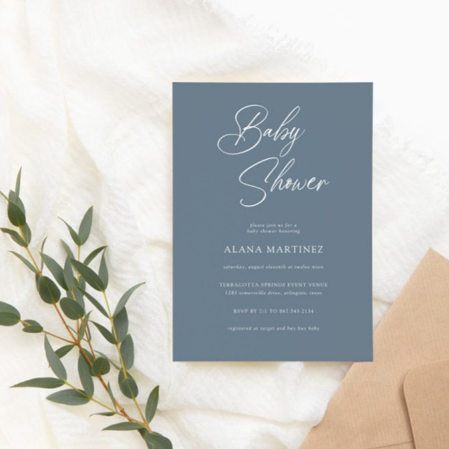 Invitation Calligraphie minimaliste moderne | BABY SHOWER (Créateur téléchargé)