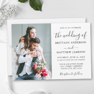 Invitation Calligraphie minimaliste moderne Couple Mariage ph