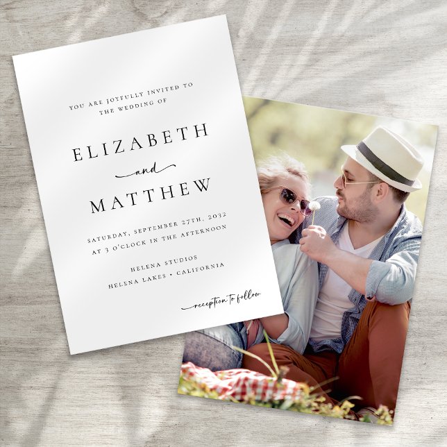 Invitation Calligraphie minimaliste moderne Mariage photo (Créateur téléchargé)