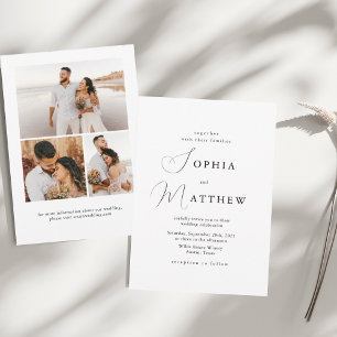 Invitation Calligraphie minimaliste noir + Mariage blanc