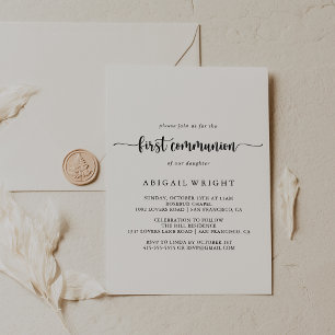 Invitation Calligraphie minimaliste Première communion