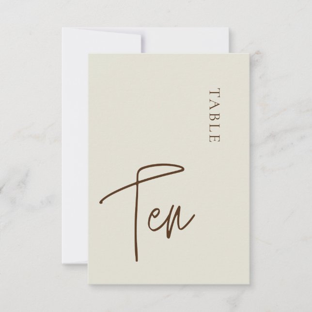 Invitation Calligraphie minimaliste Tableau dix Numéro de tab (Devant)