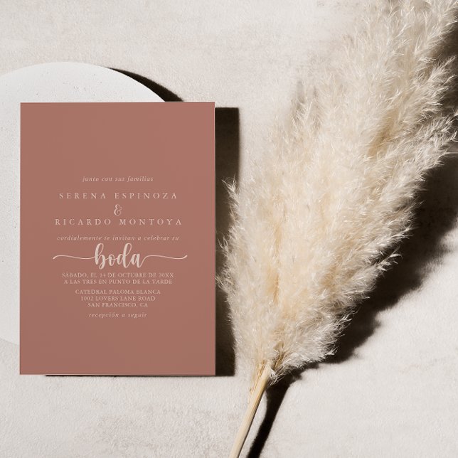 Invitation Calligraphie minimaliste Terracotta Boda Mariage (Créateur téléchargé)