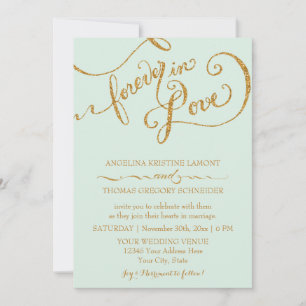 Invitation Calligraphie Mint Script Forever Love Parties scin