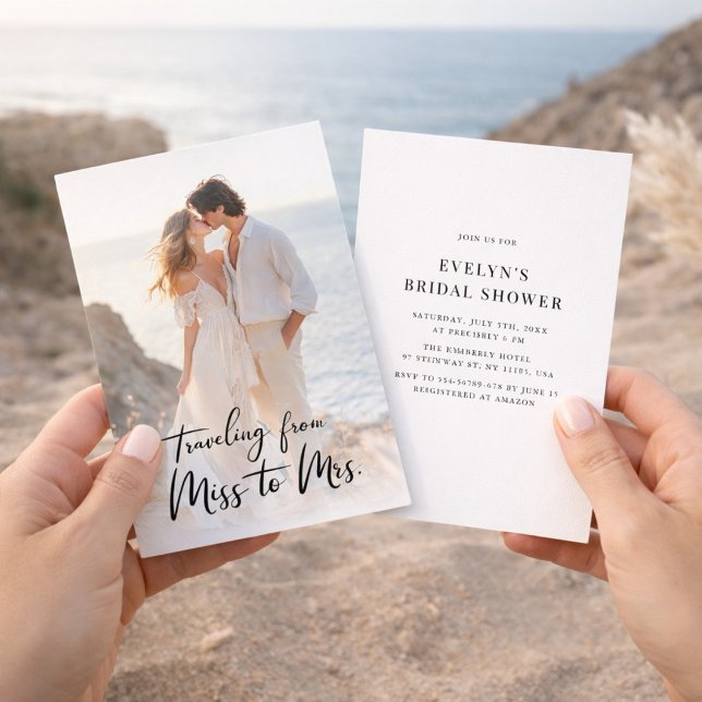 Invitation Calligraphie Mlle à Mme Fête des mariées Photo (Créateur téléchargé)