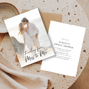 Invitation Calligraphie Mlle à Mme Fête des mariées Photo