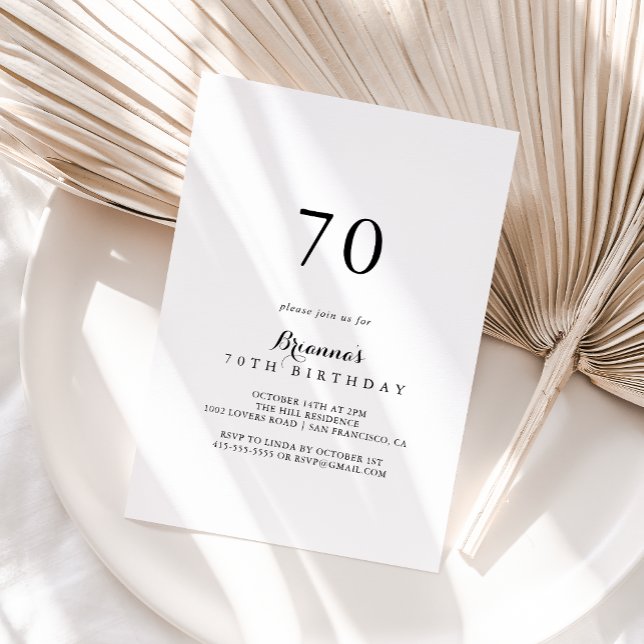 Invitation Calligraphie moderne 70e anniversaire fête (Créateur téléchargé)