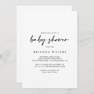 Invitation Calligraphie Moderne Baby shower élégant