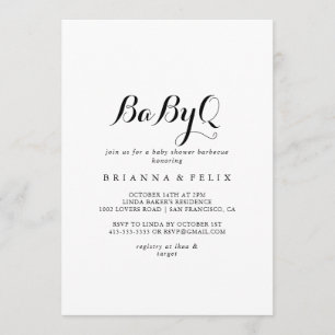 Invitation Calligraphie moderne BabyQ Baby shower Barbecue