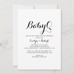 Invitation Calligraphie moderne BabyQ Baby shower Barbecue