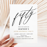 Invitation Calligraphie moderne Cinquante-cinquantième fête d<br><div class="desc">Calligraphie moderne Cinquante 50e anniversaire Invitation de fête | Invitations d'anniversaire pour adultes | Actuelle 50ème Invitations | Célébration d'anniversaire</div>