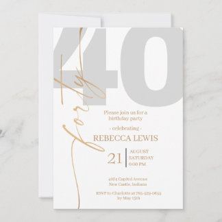 Invitation Calligraphie Moderne Élégante 40e Anniversaire Adu
