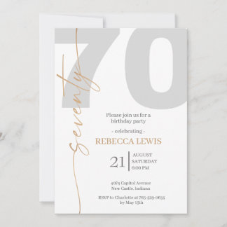 Invitation Calligraphie Moderne Élégante 70e Anniversaire Adu