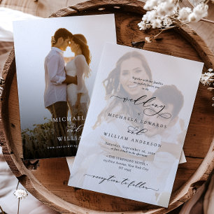 Invitation Calligraphie Moderne Élégante Mariage 2 Photos
