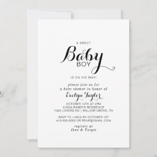 Invitation Calligraphie moderne Formal Baby Boy douche