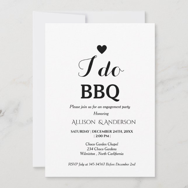Invitation Calligraphie moderne i do bbq (Devant)