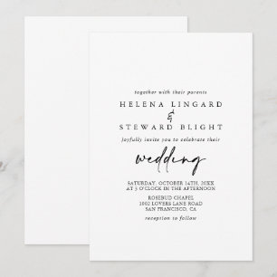 Invitation Calligraphie Moderne Mariage élégant