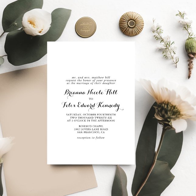 Invitation Calligraphie moderne Mariage officiel (Créateur téléchargé)