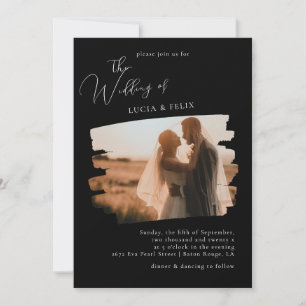 Invitation Calligraphie moderne Mariage photo noir